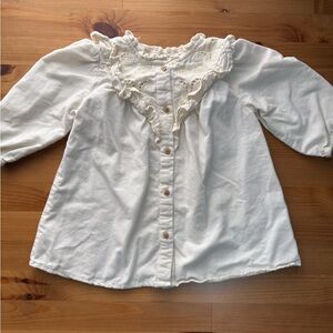 ZARA Baby Ruffled Cream Corduroy Western Dress Size 9-12M‎